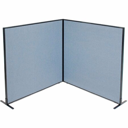 INTERION BY GLOBAL INDUSTRIAL Interion Freestanding 2-Panel Corner Room Divider, 60-1/4inW x 60inH Panels, Blue 695107BL